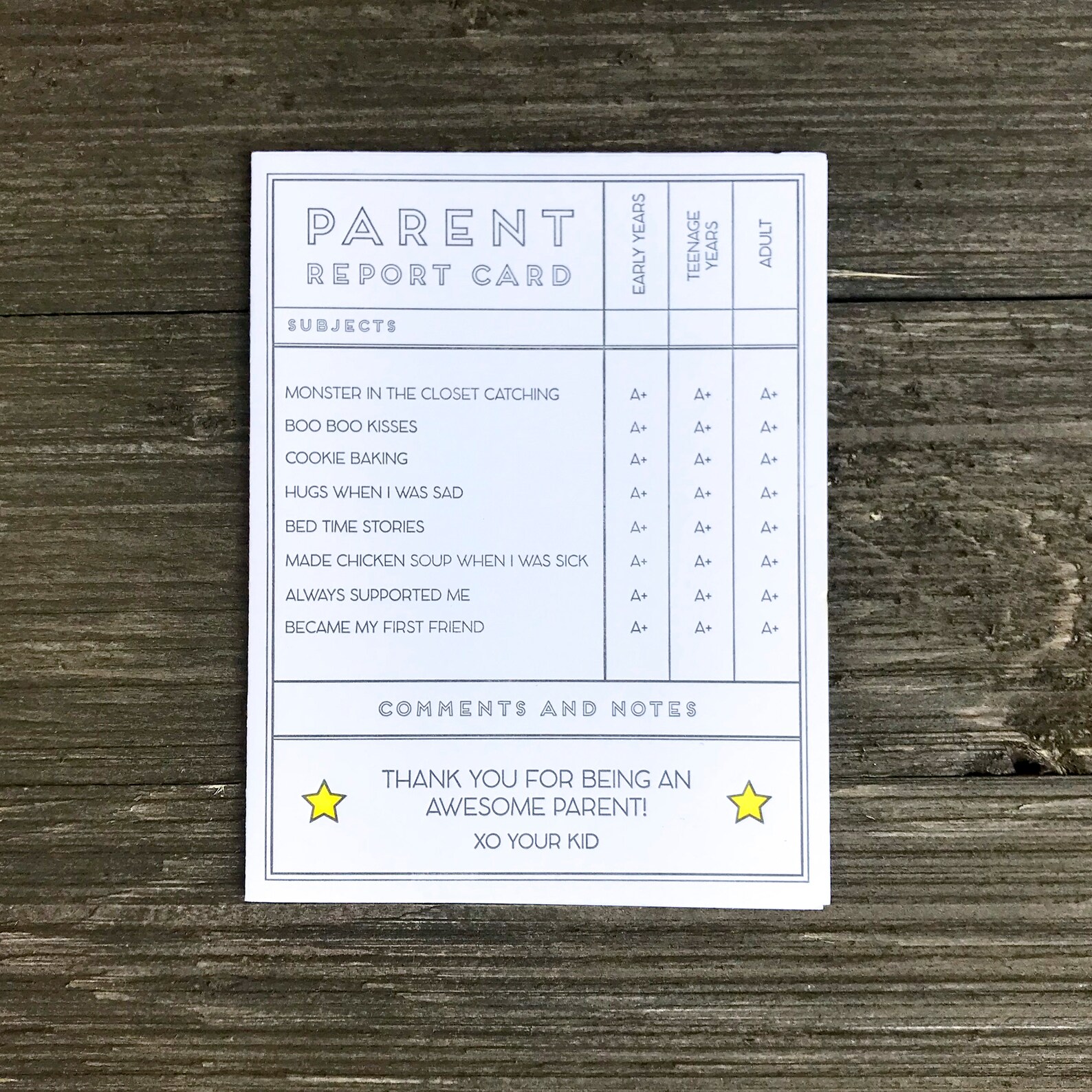 Parent Report Card Etsy