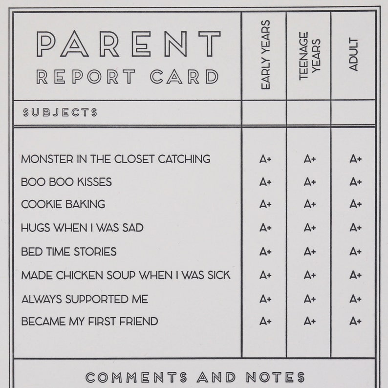 Parent Report Card | Etsy