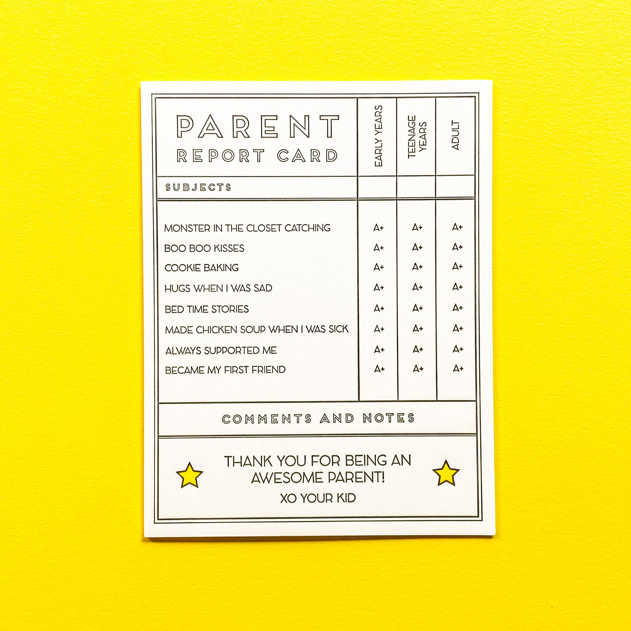 Parent Report Card Etsy
