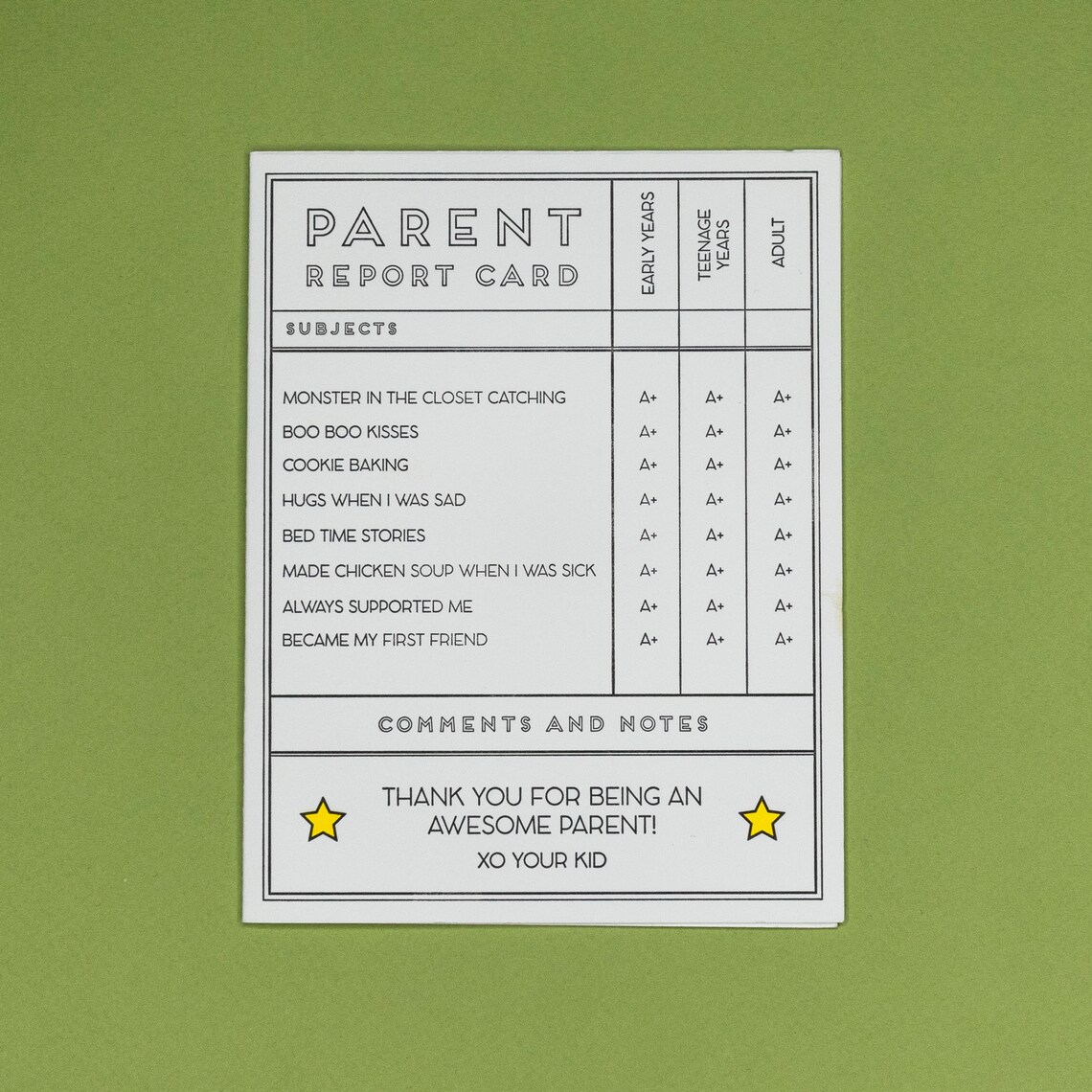 Parent Report Card Etsy