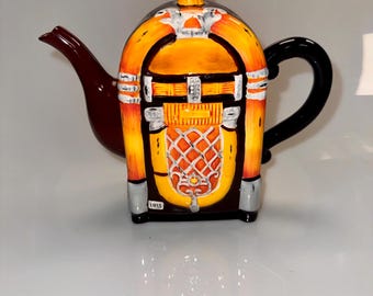 Vintage Jukebox Teapot Ceramic Musical Diner Decor Collectible Teaware