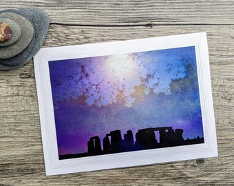 Stonehenge Atmospheric Photo Greeting Card, Digital Fine Art Photo, Famous Standing Stones, Celtic Landscape,Mysterious Ancient Stone Circle