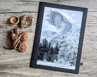 Yosemite Half Dome in Winter Photo Greeting Card, Fine Art Photography, Black and White Image, Blank All Occasion Notecard