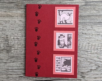 Cat Greeting Cards Set - 3 Small Greeting Cards Featuring Images of Cats - Handmade Notecards for Cat Lovers with Envelopes - Cat Gift Set