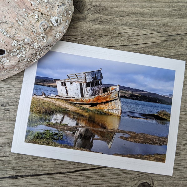 Point Reyes Shipwreck Photo Greeting Card, Famous Shipwreck in Tomales Bay, Fine Art Photography, Atmospheric Image, California Coast Art