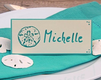 Sanddollar Place Cards - Tent Cards for Beach Themed Wedding - Seating Cards for Rehearsal Dinner - Handmade name cards for Dinner Party