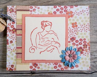 Mother's Day Card with Image of Woman Holding an Infant - Handmade Notecard for a New Mother - Happy Mother's Day - Celebrating Mothers