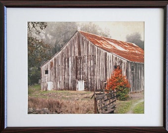 Wine Country Barn Photograph - Fine Art Photography of Weathered Barn with an Old World Look -  8 x 10 Photo Print - Cabin or Cottage Decor