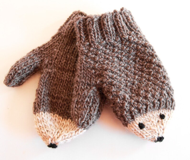 Children's Hedgehog Mittens Hand Knitted Kids' Etsy