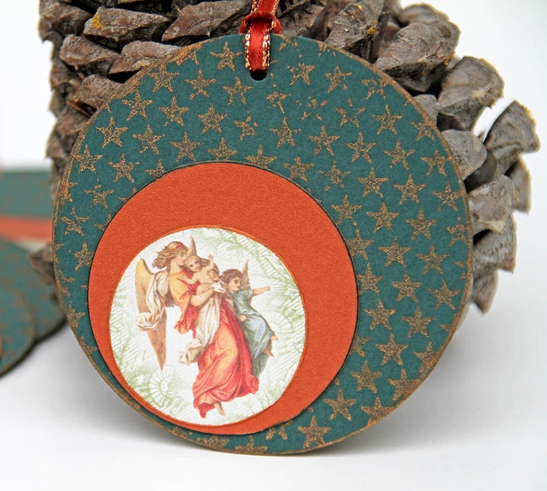 Angels Christmas Gift Tags with Vintage Image Set of 10 image 0