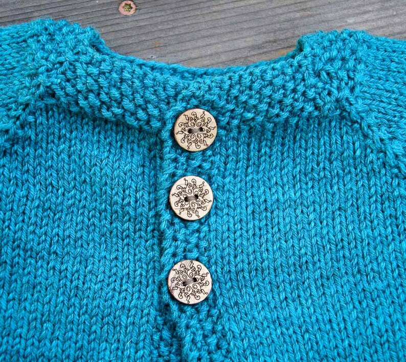 Hand Knitted Teal Blue Baby Cardigan With Sheep and Matching Etsy