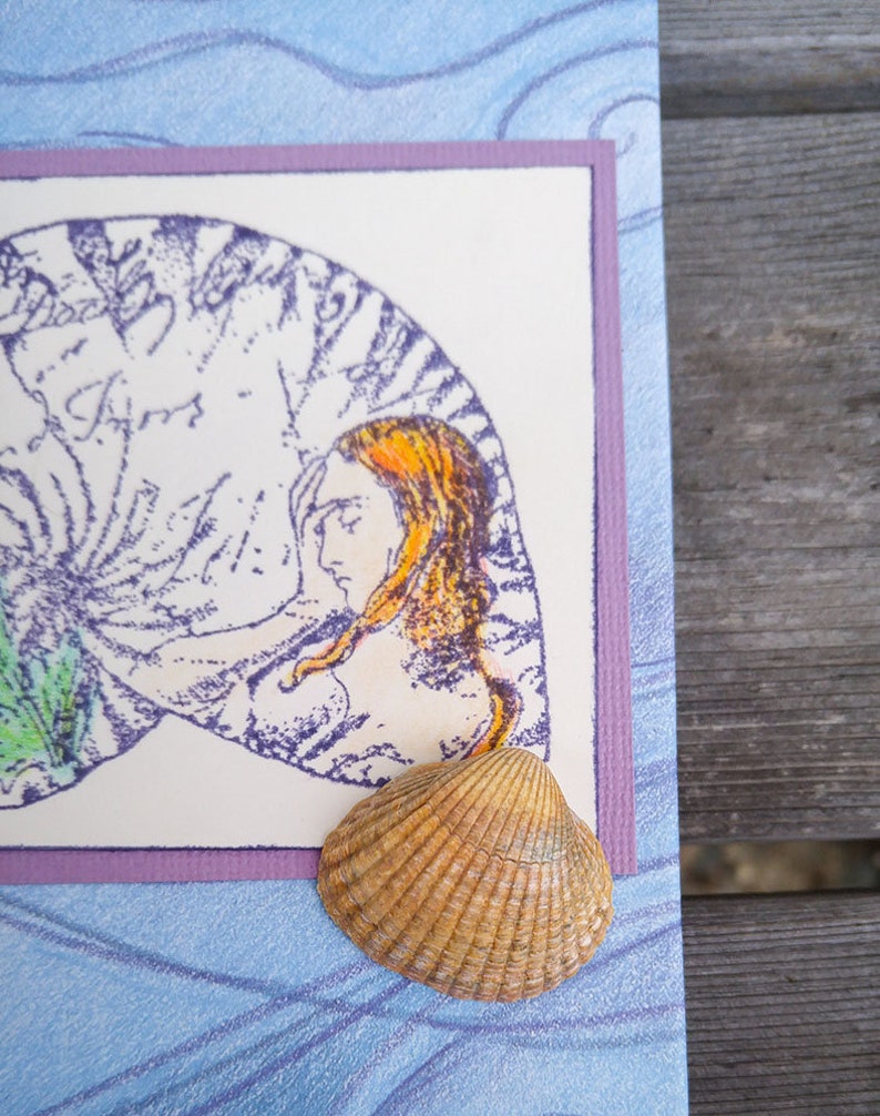 Mermaid Journal Blue and Lavender Notebook with Shells and Starfish Medium Sized Beach Journal and Travel Planner Altered Notebook image 6
