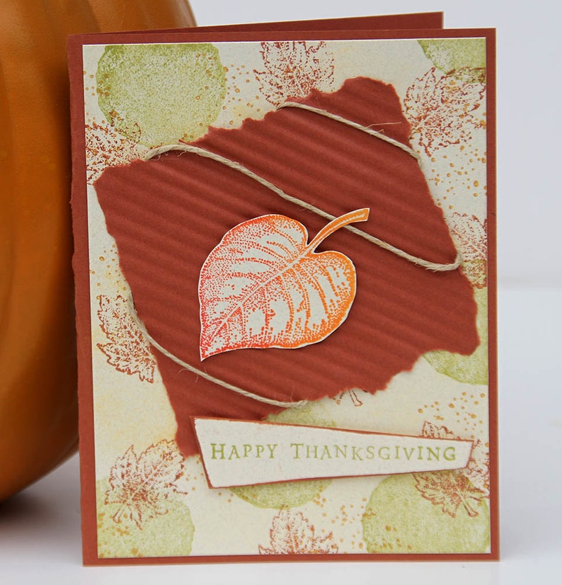 Thanksgiving Card with Stamped Leaf in Warm and Earthy Fall image 0