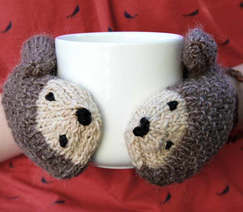 Children's Hedgehog Mittens  Hand Knitted Kids' image 0