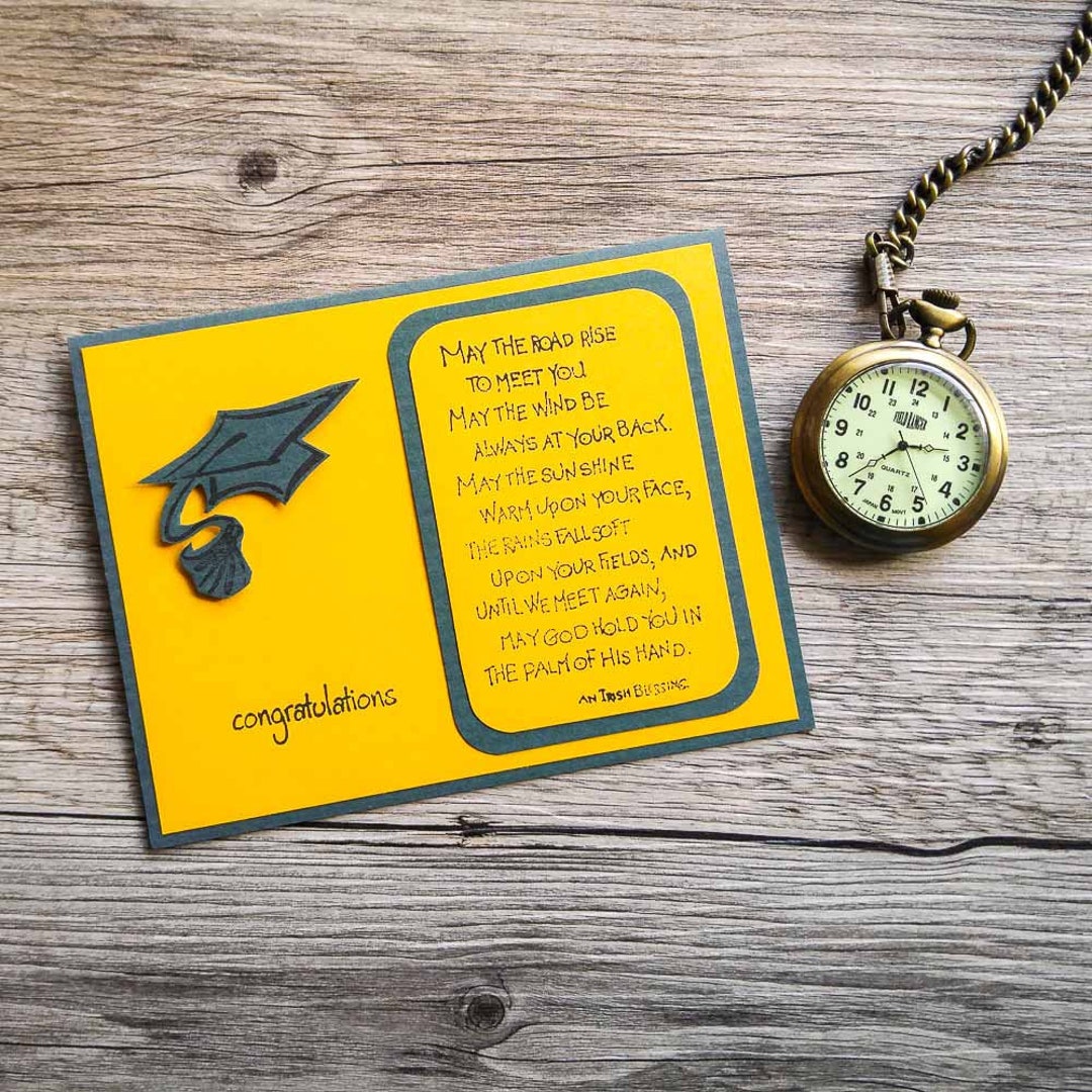 Green and Yellow College Graduation Card With Irish Blessing may the ...