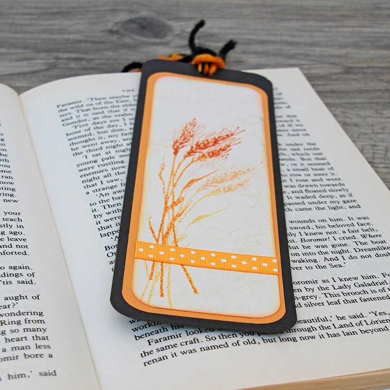 Handmade Bookmark with Stamped Image of a Bunch of Wheat in image 0