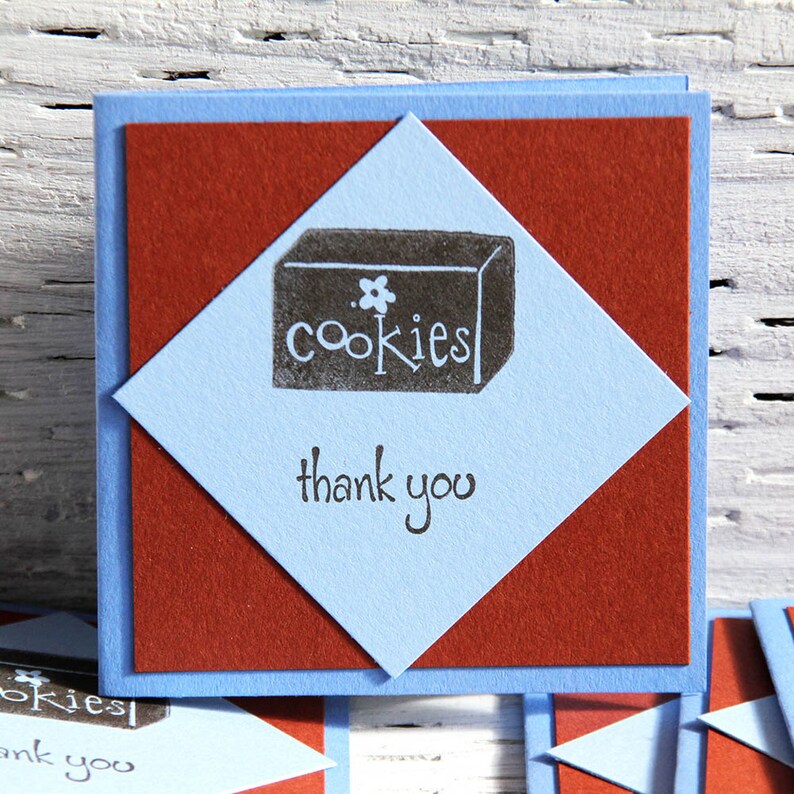 Girl Scout Cookie Sale Thank You Mini Cards in Brown and Blue image 0