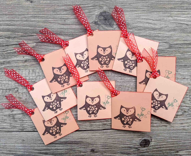 Owl Classroom Valentines  Handmade Mini Notecards with Owl image 0