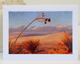White Sands at Sunset Photo Greeting Card, Fine Art Photography, Atmospheric Image, American Landmark, New Mexico, Any Occasion Notecard