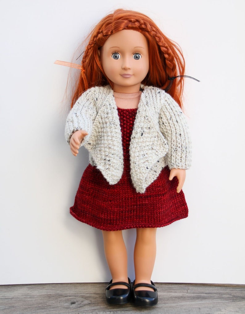 Red Dress with Jacket for 18 Inch Doll  Hand Knit Set of image 0