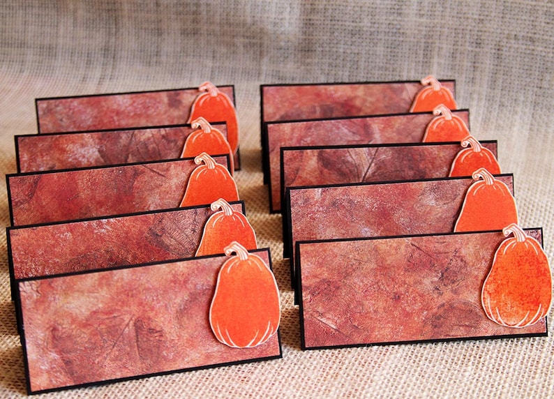 Autumn Pumpkin Place Cards for Thanksgiving and Fall Dinner image 0