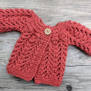 Hand Knitted Lace Doll Cardigan: Fits 18 Inch Dolls