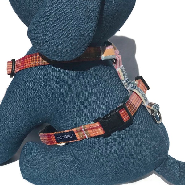 Dog Harness in Madras Patchwork Plaid for Small to Large Dogs -  The Summer Sunset Dog Harness