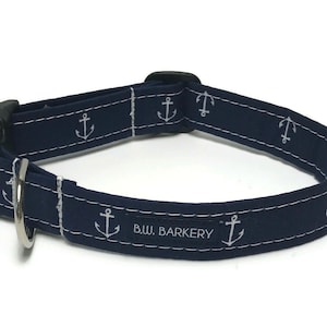 Navy Anchors Dog Collar