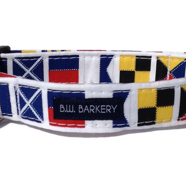 Nautical Flags Dog Collar  for Small to Large Dogs