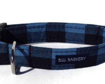 Blue and Black Buffalo Plaid  Dog Collar