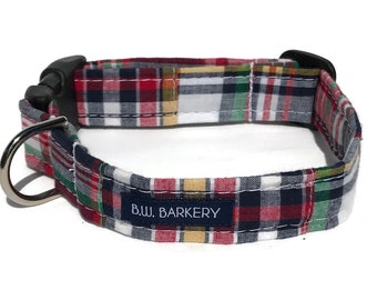 Summer Madras Patchwork Plaid Dog Collar