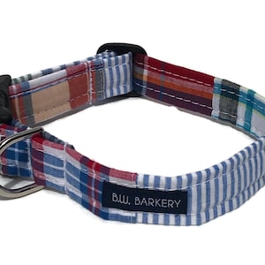 The Beach Club Madras Patchwork Plaid Dog Collar