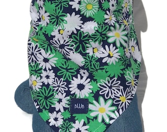 Dog Collar and Bandana Set in Navy and Green Preppy Floral