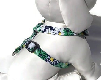 Navy and Green Preppy Floral Dog Harness  for Small to Large Dogs