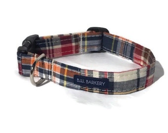 The Frat House  Madras Patchwork Plaid Dog Collar