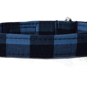 Blue and Black Buffalo Plaid Dog Collar and Bow Tie Set for Small to Large Dogs image 4