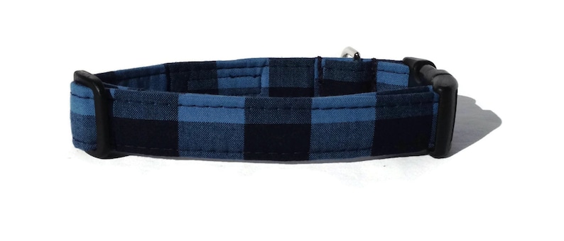 Blue and Black Buffalo Plaid Dog Collar and Bow Tie Set for Small to Large Dogs image 4