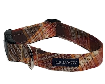 The Octoberfest Fall  Plaid Flannel  Dog Collar for Small to Large Dogs