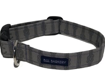 The Ship to Shore  Dog Collar in Grey