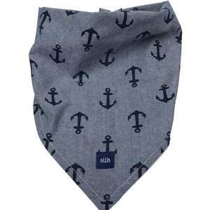 Chambray Anchors  Bandana for Dogs Small to Large