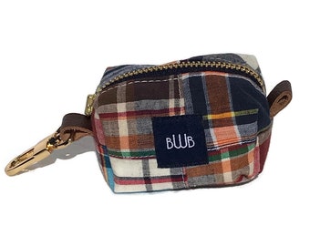 The Frat House Dog Waste Bag Holder in Madras Patchwork Plaid - Pooh Bag Holder