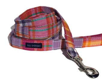 Spring Madras Patchwork Plaid  Dog Leash for Small to Large Dogs