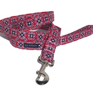 Red  and Navy  Medallion Dog Leash for Small to Large Dogs - Gift for Dog