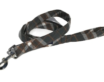 Cedar Cove  Dog Leash in Green  Plaid Flannel for Small to Large Dogs