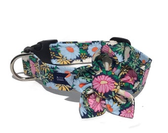 Summer Floral  Dog Collar and Flower Set for Small to Large Dogs