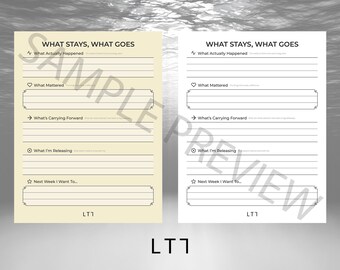Weekly Review Printable PDF | What Stays, What Goes | Reflection & Reset Worksheet | Instant Download Planner