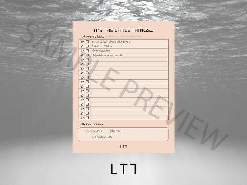 Minimalist to Do List Printable | Atomic Tasks, Brain Dump (PDF ...