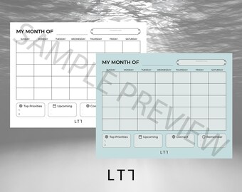 Monthly Planner Printable PDF | My Month Of | Minimalist Monthly Layout | Instant Download Planning Sheet