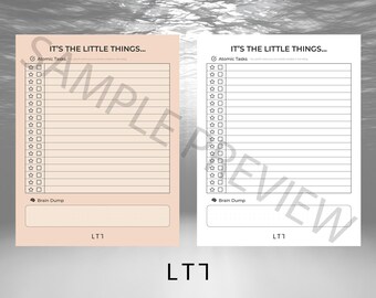 Minimalist To Do List Printable | Atomic Tasks, Brain Dump (PDF Download)