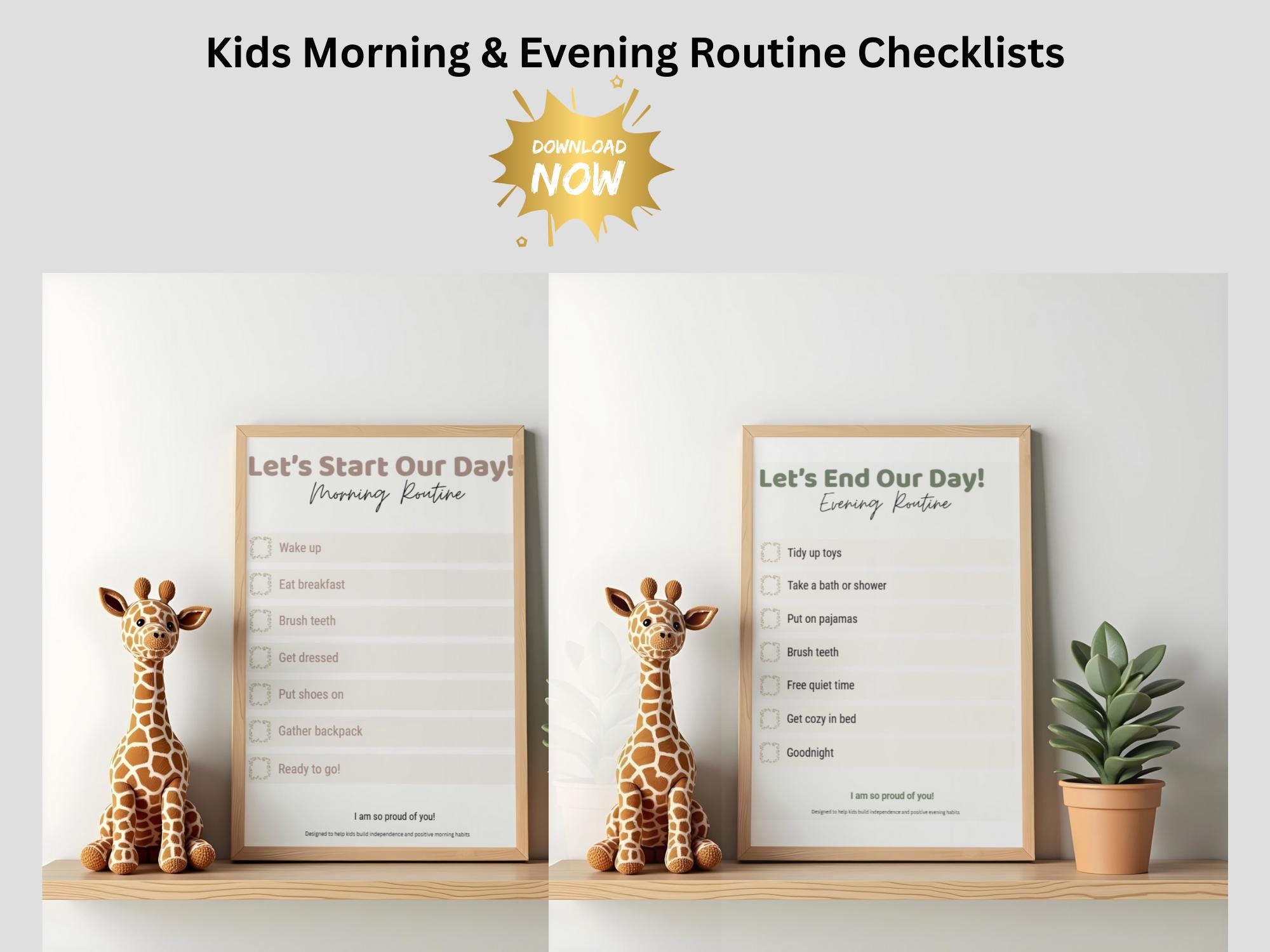 Kids Morning Evening Routine Chart | Toddler Daily Checklist (digital ...